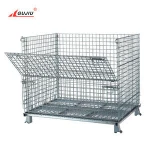 Industrial Foldable Stain Steel Pallet Box Collapsible Wire Mesh Container Stackable Metal Storage Cage For Warehouse