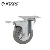 Industrial large medium duty caster top plate brake bracket durable rubber caster wheel for shelf trolley