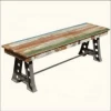 Industrial & vintage black Cast iron metal & reclaimed solid wood Patio Bench