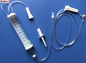 Infusion set with burette 100ml with valve with Y port luer lock with needle or with cap