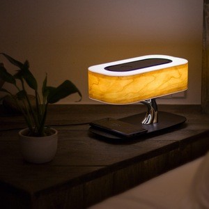 Ingenious design tree of light wooden led tree shape bedside table lamp wireless charger bluetooth speaker YT-M1602-B2