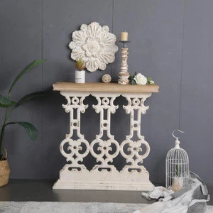 INNOVAHOME french style white washed wooden antique console table