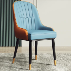 Interior design chair metal frame PU leather restaurant chair