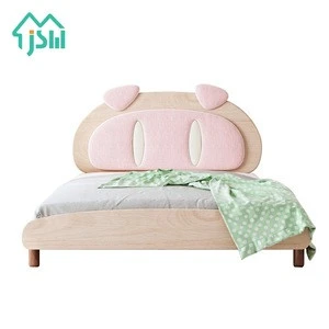 Jieshi Manufacturer Home Furniture Funny Pig Cartoon Design Headboard Solid Wood Bed For Kids