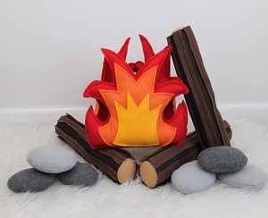 Kids Indoor Camping fire Toy Pretend Play Camping Fireplace Felt/Plush Campfire Bonfire Play Set