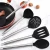 Import Kitchen Accessories Tools Cooking Utensils Spatula Tongs Set Nonstick Stainless Steel Handle Black Silicone Kitchen Utensils Set from China