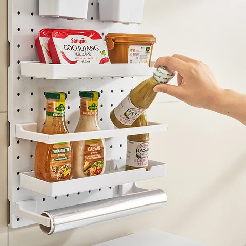 Buy Kitchen Pantry Storage Pegboard Wall Mount Organizer Spice Flasks ...
