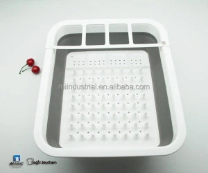 Kitchen Use Collapsible Plastic Dish Drying Rack Rectandular Folding Tray