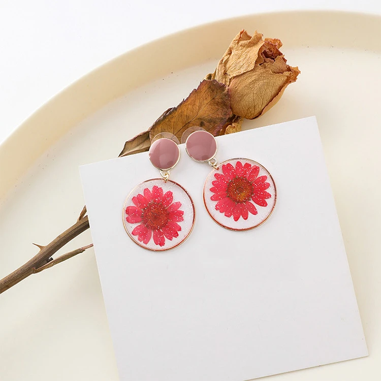 Korea Ins Resin Earrings Dried Flower Plant Stud Earrings Jewelry Wholesale