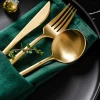 korean brushed gold flatware set 4pcs golden cutlery dinnerware tableware sets restaurant