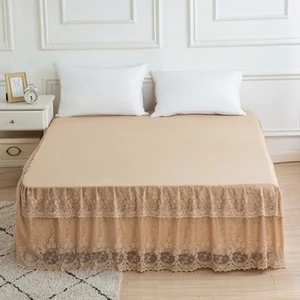 Korean Style Soft Washed Bed Cover Bedsheet Embroidered Lace Luxury Wedding Bed Skirt