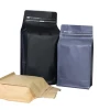 kraft paper  recyclable coffee tea take away bag black 250g smell proof coffee bags with valve and zipper