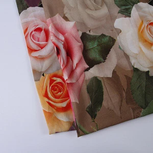 latest design fashion rose  flower rayon digital printing fabric for dress