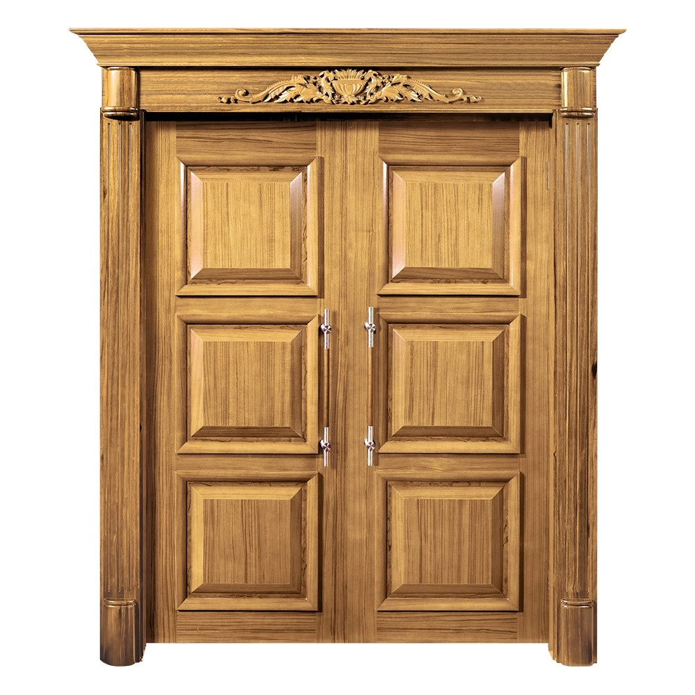 latest design wooden door interior/ exterior bolection teak wood door double solid wooden door