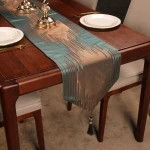 Light luxurious 33*180CM soft polyester high precision jacquard Christmas decor table runner for home hotel banquet decoration