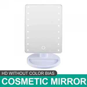 Lighted Vanity Mirror With Dimmable Led Bulbs And Touch Control Design Makeup Cosmetic Mirrors With Storage Tray