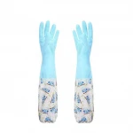 Lined Warm Hand Elbow Long Fancy Colorful Household Washing Cleaning Gloves