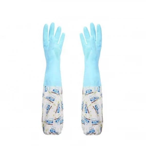 Lined Warm Hand Elbow Long Fancy Colorful Household Washing Cleaning Gloves