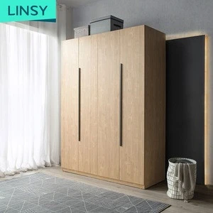 Linsy Home Modern Simple Bedroom Room Home Standing Cabinet Four Door Wooden Wardrobe
