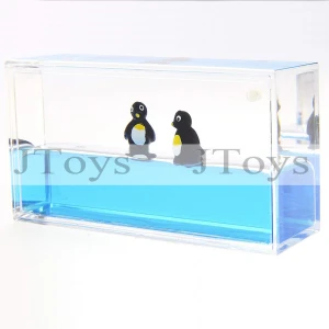 Liquid Motion Timer Bubbler Water Oil Hourglass Floating Penguin Paperweight Home Office Desk Decor Sensory Toys for Kids