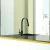 Import Long Neck Sink Mixer Tap Single Handle Black Faucet 304 Kitchen Tap with pull down spray from China