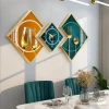 luxury Dining room Fashion modern 3 Panel Wall Art living room home decor decoration wall clock crystal porcelain painting