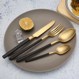 Luxury Gold Coated Titanium Plated Stainless Steel Flatware Set Fork Spoon Knife