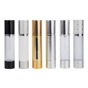 Luxury silver 10ml 15ml 20ml 30ml 50ml 80ml 100ml 120ml aluminum cosmetic skincare packaging lotion pump airless bottle