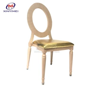 Luxury Style Used Round Back Imitated Wood Metal Frame Restaurant Dining Chair