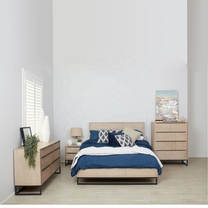 Made in Vietnam Designs Wood and Metal Clean Black Lines Finish Bedroom Set Furniture Modern Wood