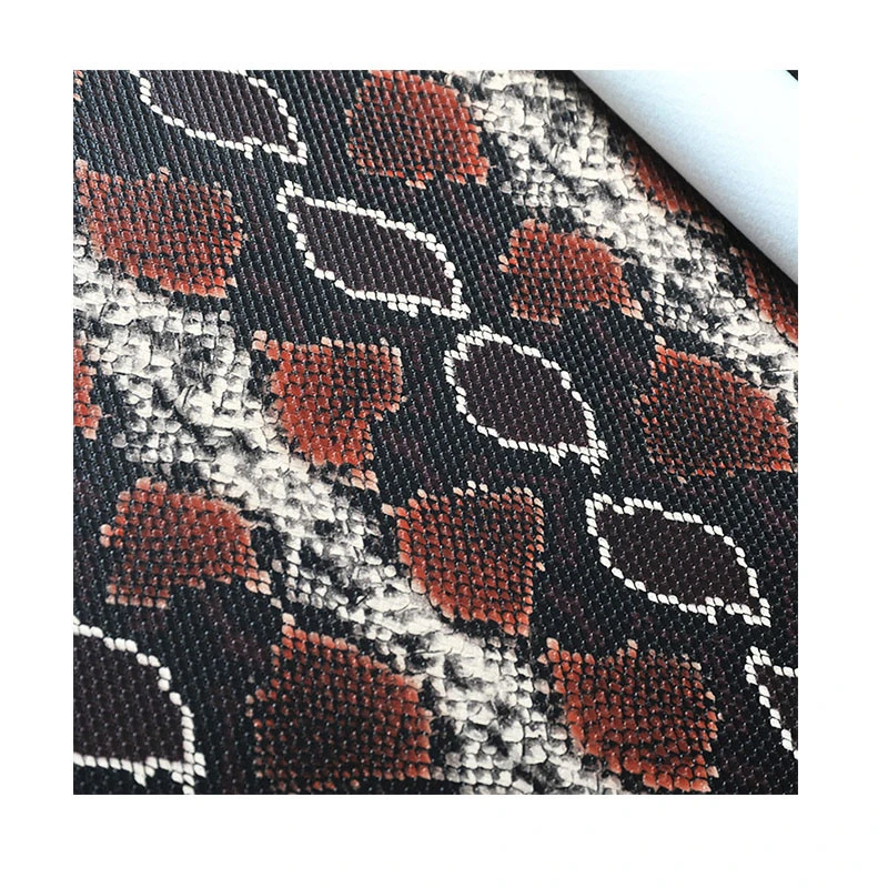 Manufacturer Supplier colorful 0.9mm snake skin  printed pu synthetic leather For shoes