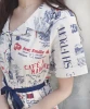 Marche logo printed opened collar dress