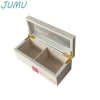 matte white lacquer finish  2 compartments clear lid tea bags gift box