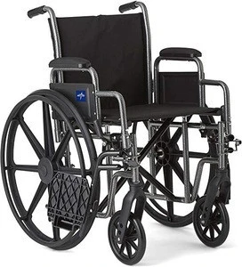 MedicalStrong and Sturdy Wheel chair with Desk Length Arms and Swing Away Leg Rests for Easy Transfers