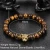 Import Men bracelet Natural stone tiger eye bead bracelet handmade jewelry Leopard head bead elastic charm bracelet from China