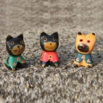 Mini Log Hand-Carved Paint Pine Wood Carved Lovely Kitten Coffee Shop Yiwu Home Home Accessories Decoration