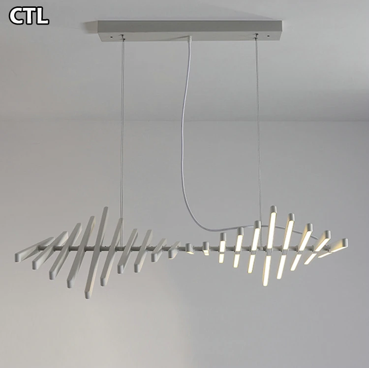 Minimalist modern acrylic led hanging pendant light simple design metal office nordic black linear wire ceiling pendant lamp