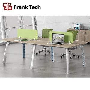 Modern aluminum wooden office table design open 4 seater workstation modular cubicle office partition