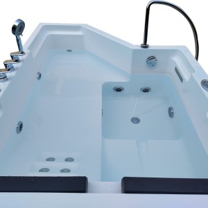Mult-function 2 person indoor acrylic sitting spa massage corner bathtub with stairs for the elderly