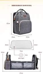Multi-Functional Foldable Convertible Diaper Bag Backpack With Bassinet With Changing Station Portable Baby Crib Travel Out Bed