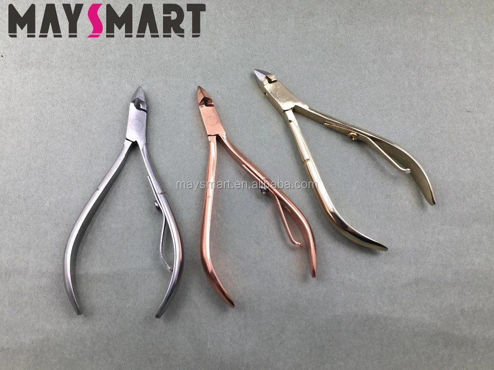 Nail Nippers Rose Gold Stainless Steel Curved Cuticle Nail Clippers for Dead Skin
