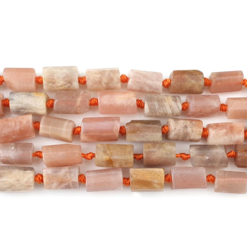Natural 7.5Inch Faceted Sunstone Beads Cylinder Shape Loose Stone Spacer Beads For Jewelry DIY Charms Bracelet
