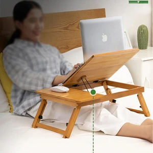 Natural Bamboo Home Foldable laptop table modern expandable computer desk for study on bed