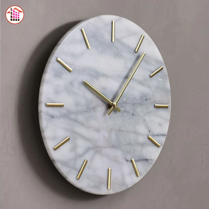 Natural Marble Table Clock Wholesale Home Decor Bianco Carrara White Marble Clocks