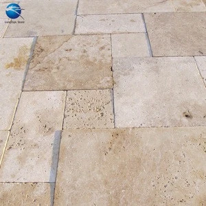 Natural Wall Stone Tumbled Italy Light-Ivory Travertine marbleTile Flooring paver
