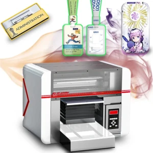 New A3 UV printer desktop small UV DTF printer printing AB glue varnish pet products acrylic card cylindrical UV inkjet printer