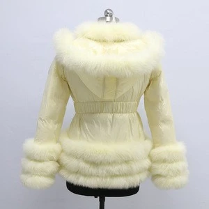 New Arrival Down Coat Real Fur Hood Dyed Color Winter Women Down Jacket