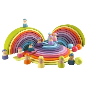 New Design Children Montessori Educational juguetes Rainbow Building Blocks Stacker Wooden Toys For Kids