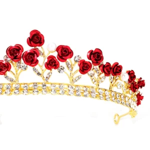 New Design Diamond Crystal Rose Flower  Tiara Crown /  Hair Hoop  Bride  Hair Accessories  Wedding  Jewelry