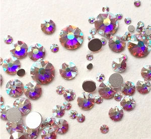 New Design Nail crystal 16 face cut 8 big+8 small facets crystal rhinestone beads flatback rhinestone